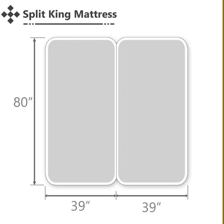 RECCI conjunto de lençóis King divididos, 5 peças, 1200 fios 100% algodão egípcio, bolso profundo, branco liso