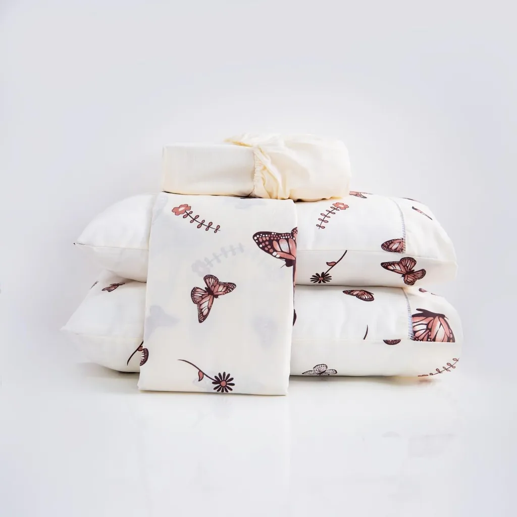Percal Estampado Borboletas Lilas Casal 200 fios algodão egípcio