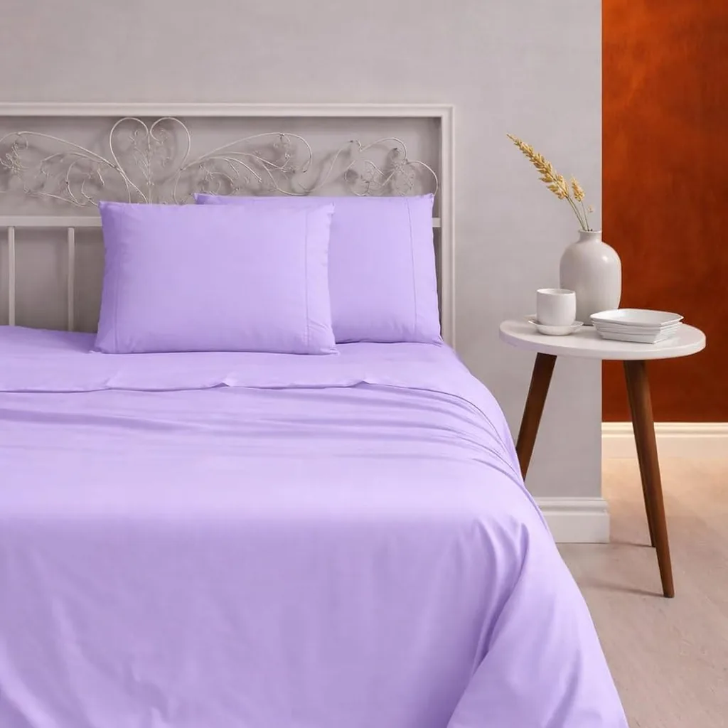 Lilas Ponto Palito Elastico Queen 400 fios algodão egípcio