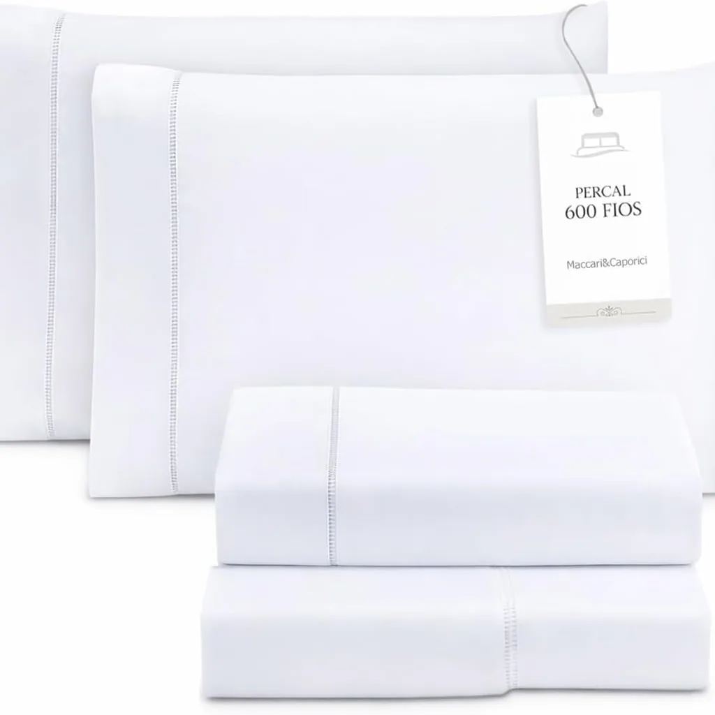 Toque Macio Percal Branco Casal 600 fios algodão egípcio