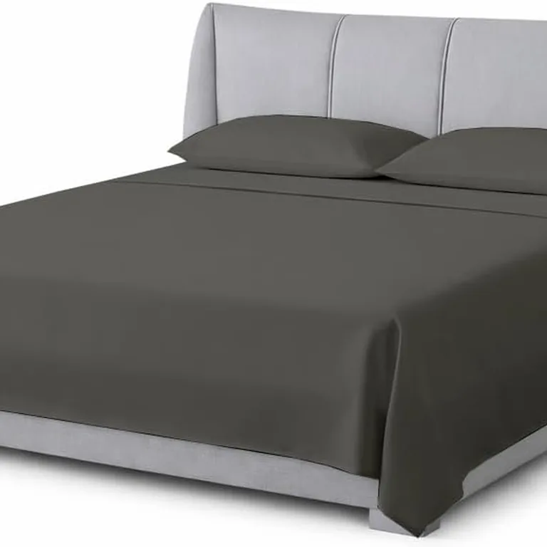 Jogo de lençol de água Queen Size 100% algodão egípcio 600 fios, bolso profundo 38 cm, cinza escuro