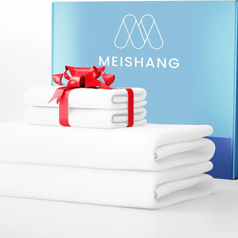 MEISHANG lençóis Queen 600 fios com bolso extra profundo, 100% algodão egípcio, trama acetinada, 4 peças